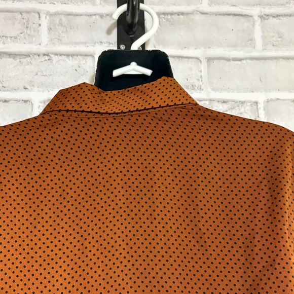 Suzy Shier silky Brown and black Polka Dot Button Down Shirt, size Xl - Picture 8 of 10